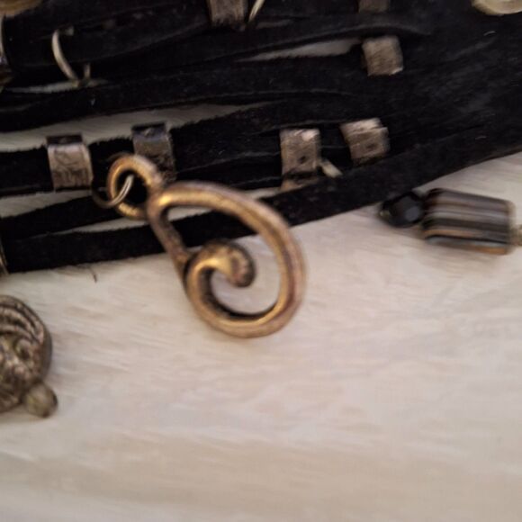 A Woman's Leather Cuff Bracelet Charms Steampunk Strappy Grunge Streetwear - Picture 7 of 11